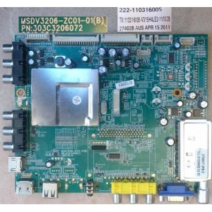 DICK SMITH GE6800 MAIN BOARD MSDV3206-ZC01-01 303C3206072 110902003-V315H4LE2-110328